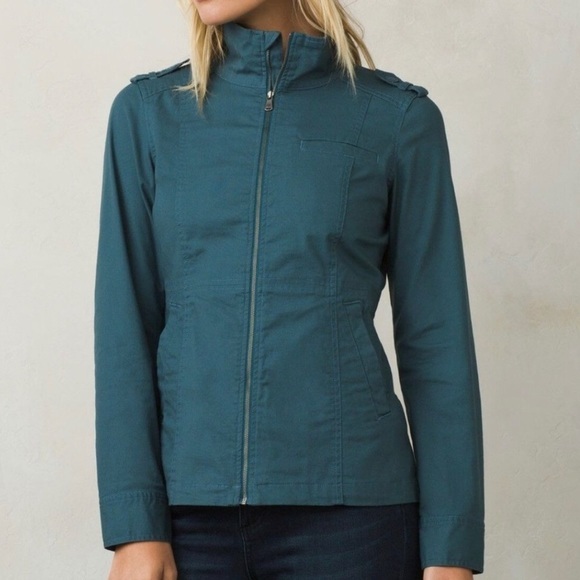 Prana Mayve Cotton Utility Full Zip Jacket Indigo Blue  M​​ - Picture 1 of 9